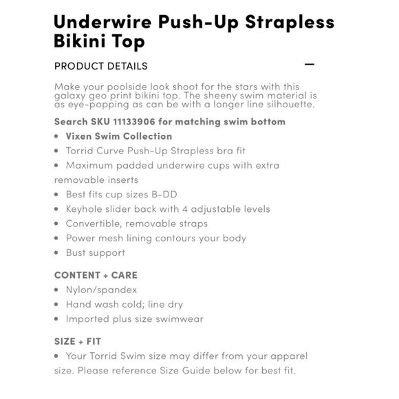 Torrid Size 3 Purple / Blue Galaxy Print Underwire Push Up Strapless Bikini Top - Picture 3 of 8